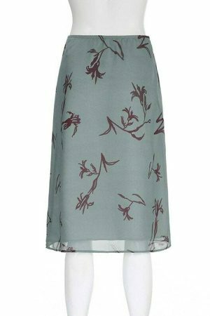 Satin Y2K Midi Skirt - Women's Long Vintage Streetwear Fashion