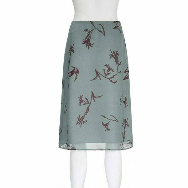 Satin Y2K Midi Skirt - Women's Long Vintage Streetwear Fashion