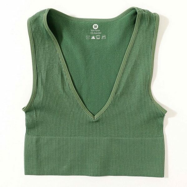 Seamless Deep V Neck Y2K Streetwear Crop Top