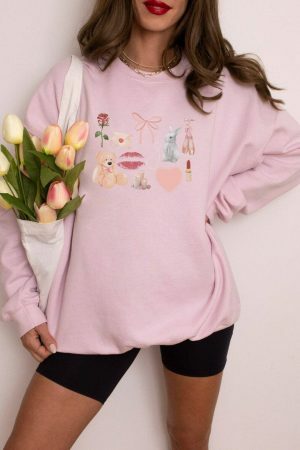 Soft Girl Balletcore Dollette Sweatshirt, Y2K Aesthetic Pullover, Streetwear Coquette Clothing