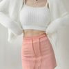 Soft Knit Crop Cardigan Set with Cami Top - Y2K Streetwear Aesthetic