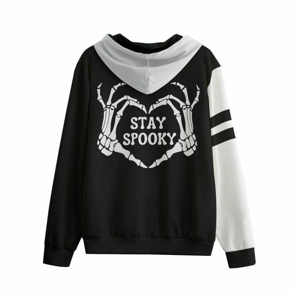 Spooky Rare Skeleton Hands Zip Up Hoodie - Y2K Streetwear Aesthetic