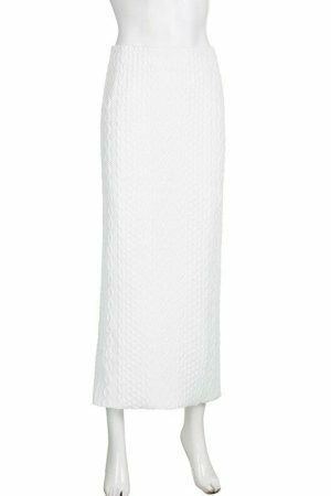 Spring Y2K High Waist White Split Midi Skirt - Korean Streetwear