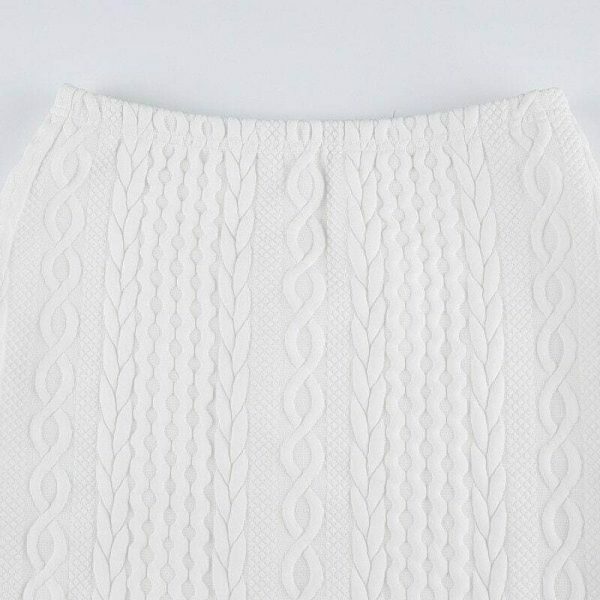 Spring Y2K High Waist White Split Midi Skirt - Korean Streetwear