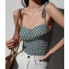 Square Pattern Strappy Cami Crop Top - Y2K Streetwear Aesthetic