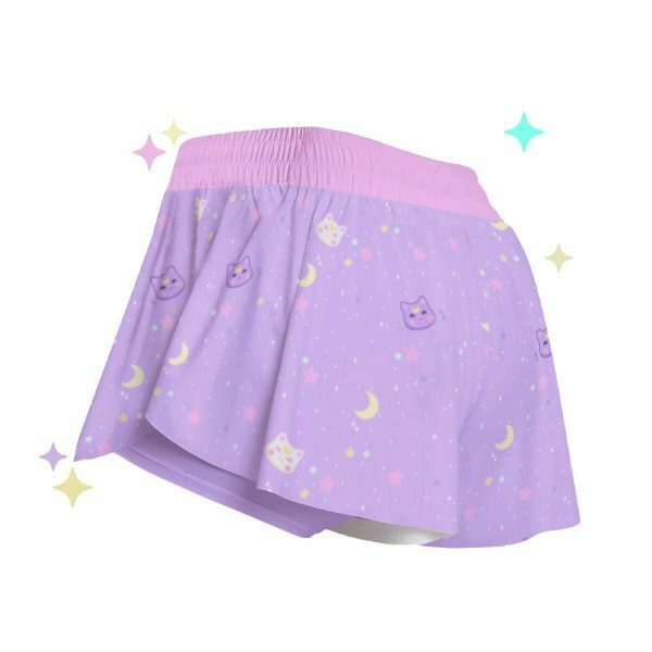 Stardust Kitty Moon Cat Space Pastel Alt Flowy Kawaii Shorts