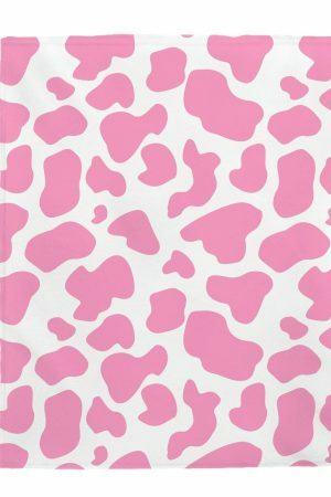 Strawberry Cow Print Velveteen Plush Blanket - Y2K Streetwear Aesthetic