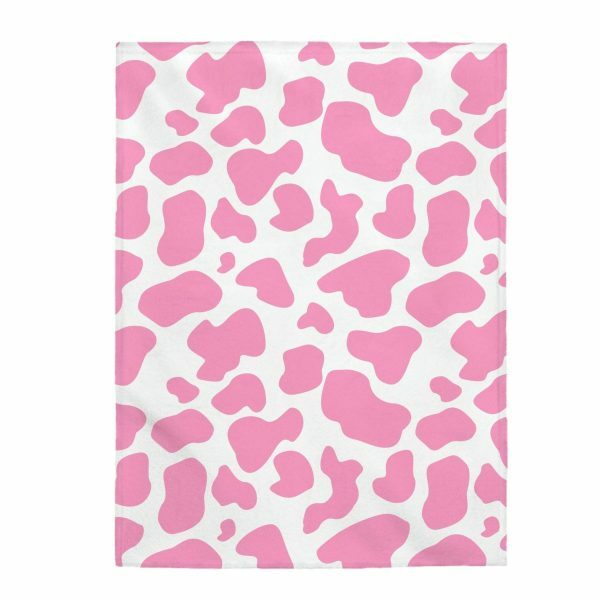 Strawberry Cow Print Velveteen Plush Blanket - Y2K Streetwear Aesthetic