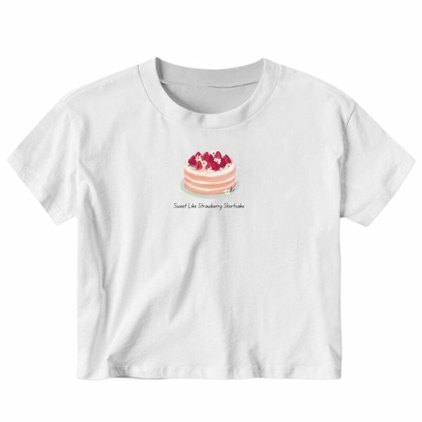 Strawberry Shortcake Cropped Baby Tee Y2K Aesthetic Streetwear Top