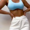 Stretchy Y2K Light Blue Bra with Inner Pads for Lifting Effect