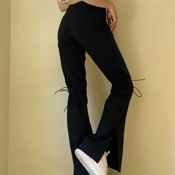 Stripe High Waist Wide Leg Women's Trousers - Streetwear Y2K Fashion