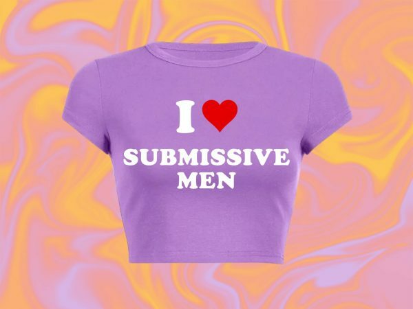 Submissive Men Slogan Crop Tee Y2K Aesthetic Baddie Girl Graphic T-Shirt