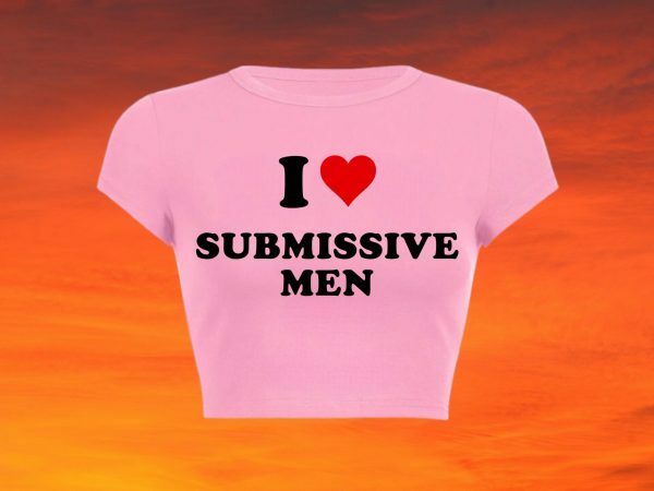 Submissive Men Slogan Crop Tee Y2K Aesthetic Baddie Girl Graphic T-Shirt