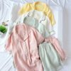 Summer Candy Color Y2K Pajama Set for Women - Gauze Cotton Solid Short Sleeve & Short Set