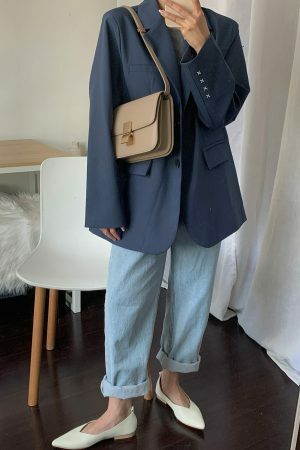 Taupe Calfskin Leather Box Bag with Korean Streetwear Y2K Aesthetics