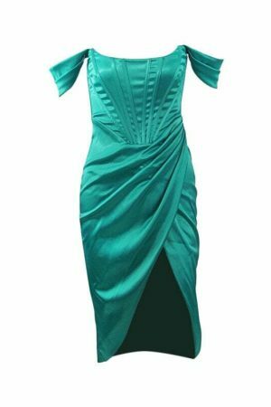 Trendy Y2K Green Satin Dress for Women - Streetwear Fashion