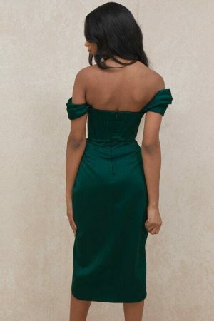 Trendy Y2K Green Satin Dress for Women - Streetwear Fashion