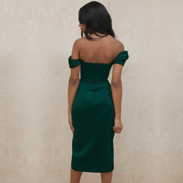 Trendy Y2K Green Satin Dress for Women - Streetwear Fashion