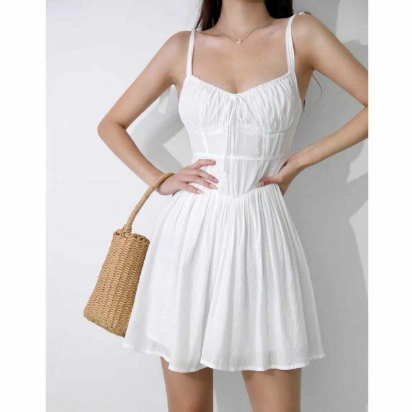 Versatile White Mini Dress with Y2K Aesthetic