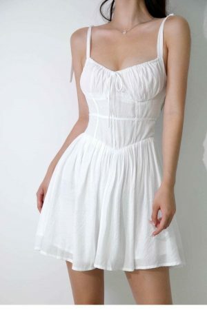 Versatile White Mini Dress with Y2K Aesthetic