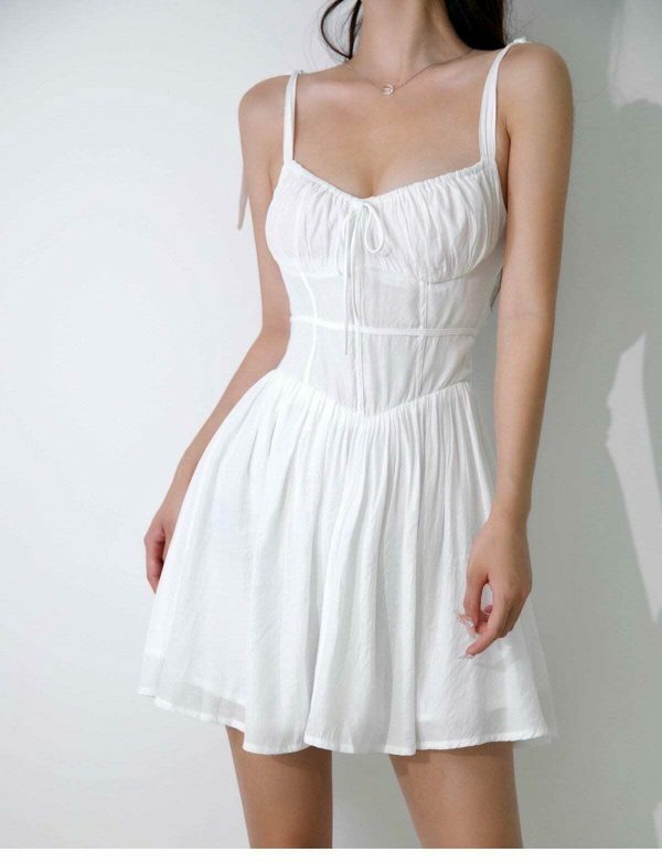 Versatile White Mini Dress with Y2K Aesthetic