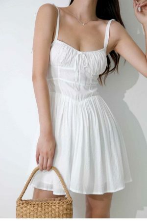 Versatile White Mini Dress with Y2K Aesthetic