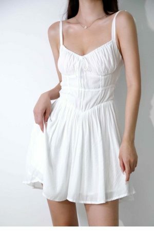 Versatile White Mini Dress with Y2K Aesthetic