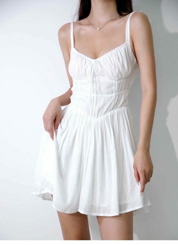 Versatile White Mini Dress with Y2K Aesthetic