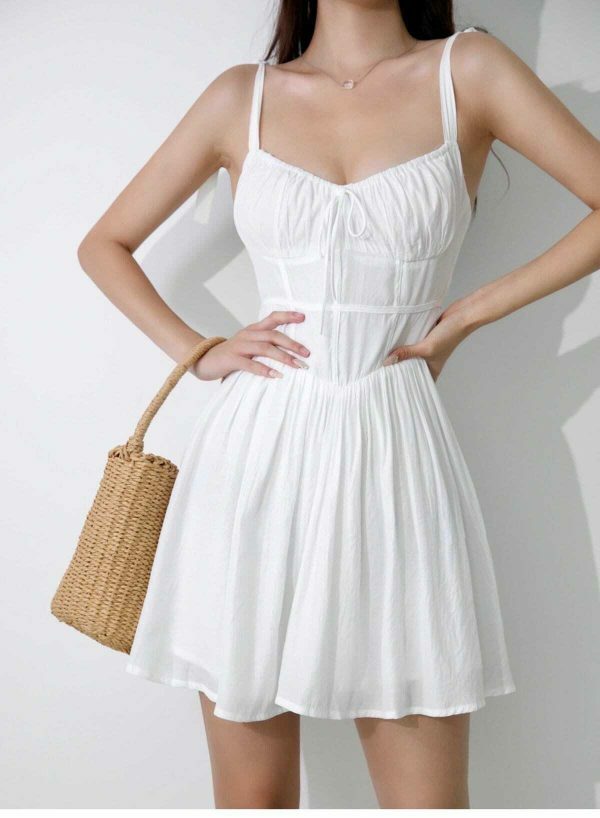 Versatile White Mini Dress with Y2K Aesthetic