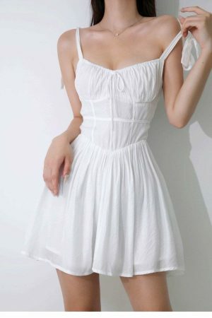 Versatile White Mini Dress with Y2K Aesthetic