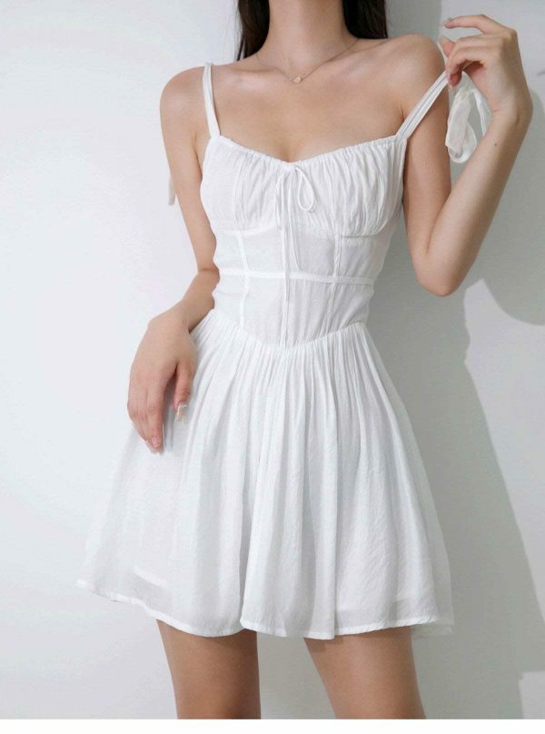 Versatile White Mini Dress with Y2K Aesthetic