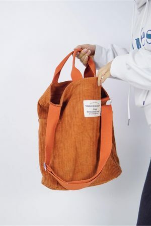 Vintage Corduroy Messenger Bag | Y2K Streetwear Crossbody Handbag