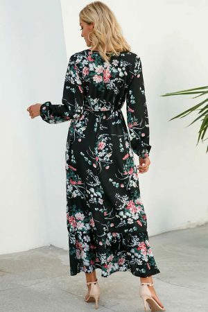 Vintage Floral Chiffon Maxi Dress - Y2K Streetwear Aesthetic