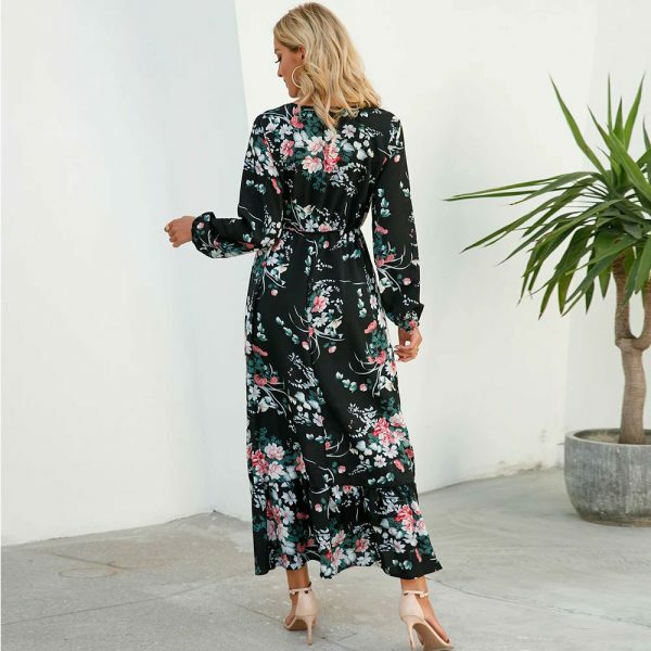 Vintage Floral Chiffon Maxi Dress - Y2K Streetwear Aesthetic