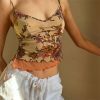 Vintage Floral Print Y2K Cami Top | Women's Aesthetic Sleeveless Crop Vest