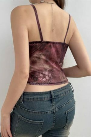 Vintage Floral Print Y2K Cami Top | Women's Aesthetic Sleeveless Crop Vest