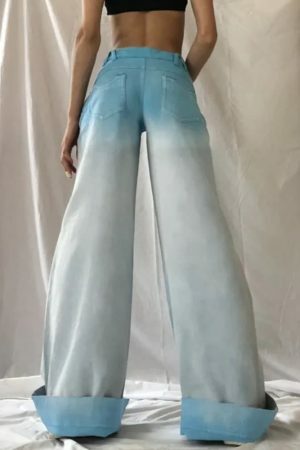 Vintage Gradient Wide Leg Baggy Jeans | Y2K Streetwear Women's Fashion