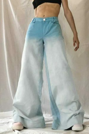 Vintage Gradient Wide Leg Baggy Jeans | Y2K Streetwear Women's Fashion