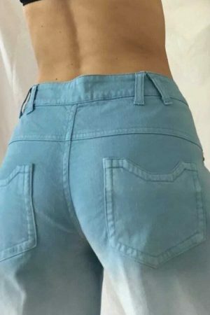 Vintage Gradient Wide Leg Baggy Jeans | Y2K Streetwear Women's Fashion