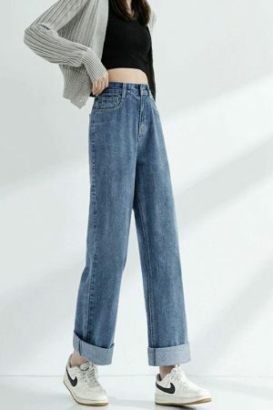 Vintage High Waist Baggy Jeans | Y2K Streetwear Denim for Women