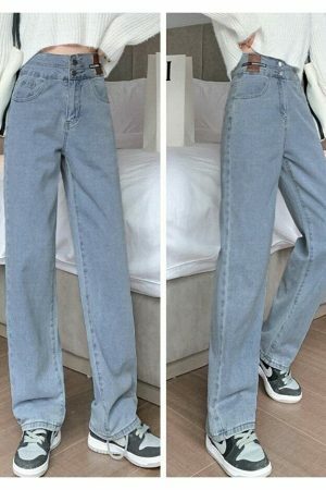 Vintage High Waist Baggy Jeans | Y2K Streetwear Denim for Women