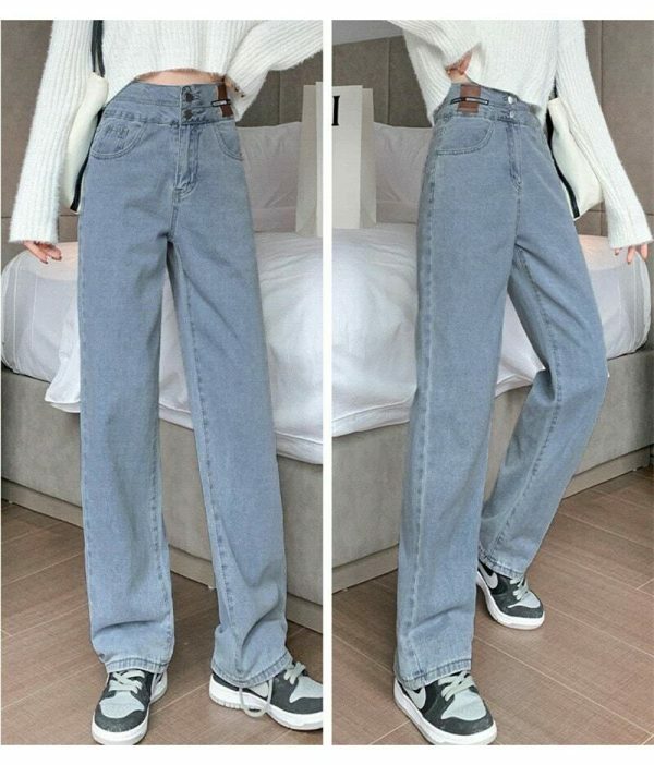 Vintage High Waist Baggy Jeans | Y2K Streetwear Denim for Women