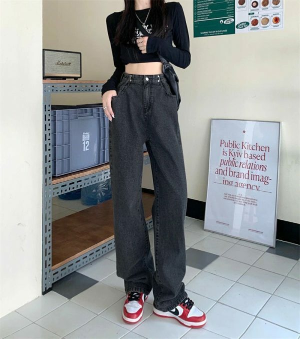 Vintage High Waist Baggy Jeans | Y2K Streetwear Denim for Women