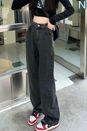 Vintage High Waist Baggy Jeans | Y2K Streetwear Denim for Women