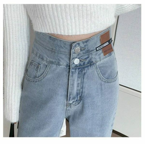 Vintage High Waist Baggy Jeans | Y2K Streetwear Denim for Women