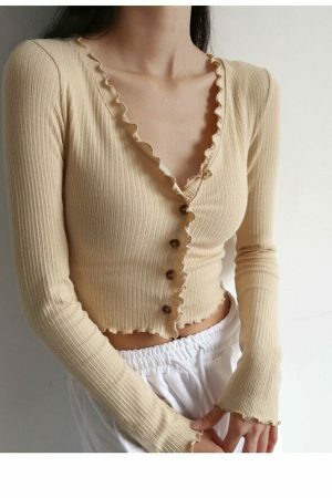 Vintage Milkmaid Black Yellow Ribbed Long Sleeves Crop Cardigan Y2K Streetwear Aesthetic