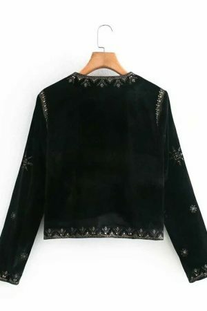 Vintage Velvet Embroidered Y2K Streetwear Jacket