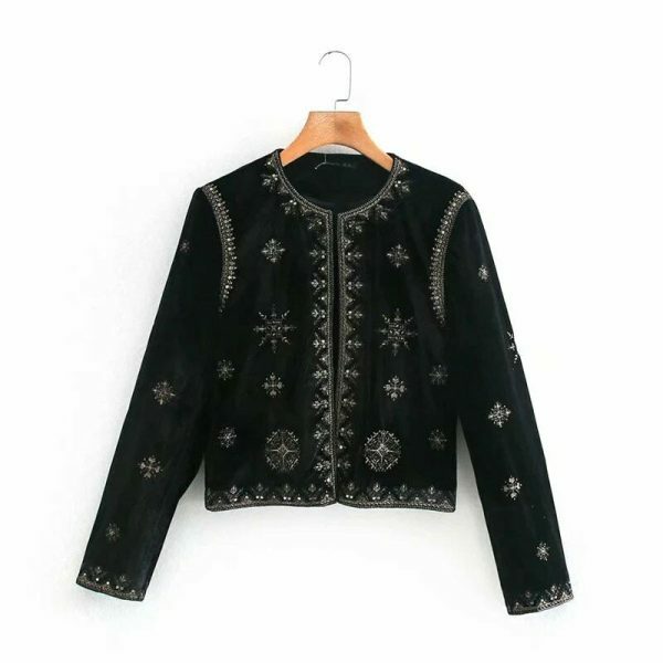 Vintage Velvet Embroidered Y2K Streetwear Jacket