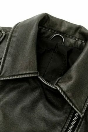 Vintage Washed Leather Jacket with Belt & Downgraded Zipper