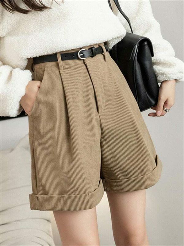 Vintage Wide Leg High Waist Shorts - Retro Y2K Streetwear Fashion